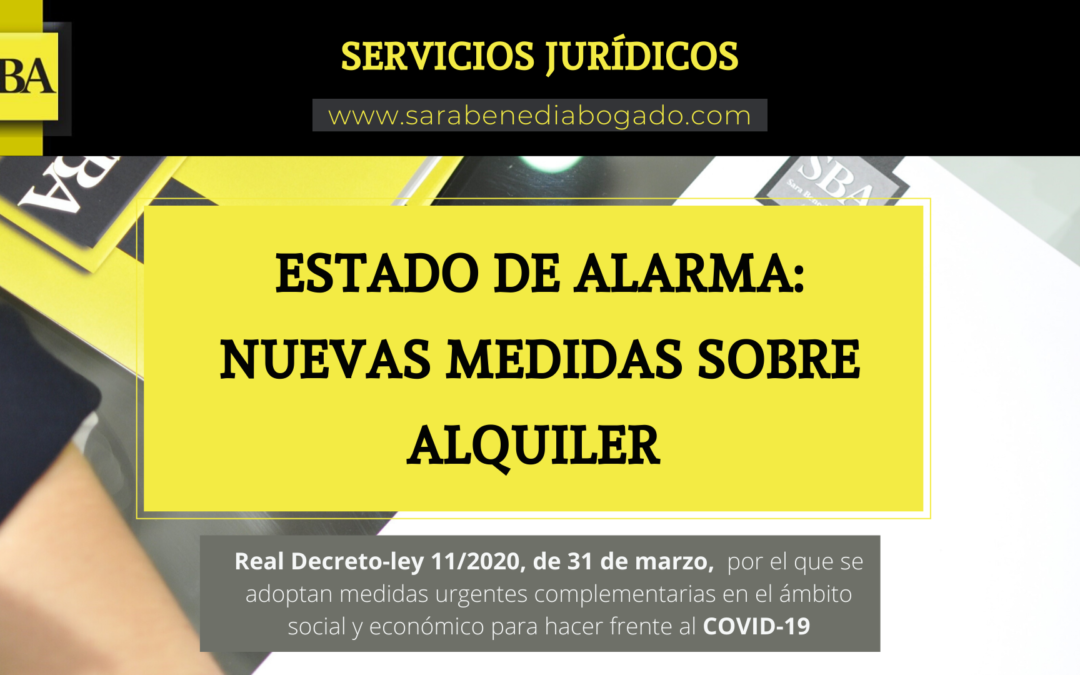 MEDIDAS PARA EL ALQUILER.   Real Decreto-LEY 11/2020